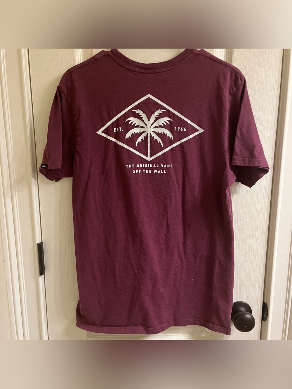 Burgundy Vans palm tree tee